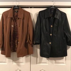 Dennis Basso faux leather blazers